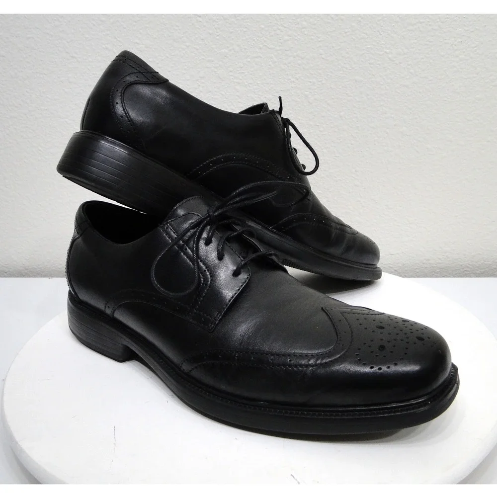 Bostonian Flexlite Mens Black‎ Leather Wingtip Oxford Dress Shoes 23214 Size 12M